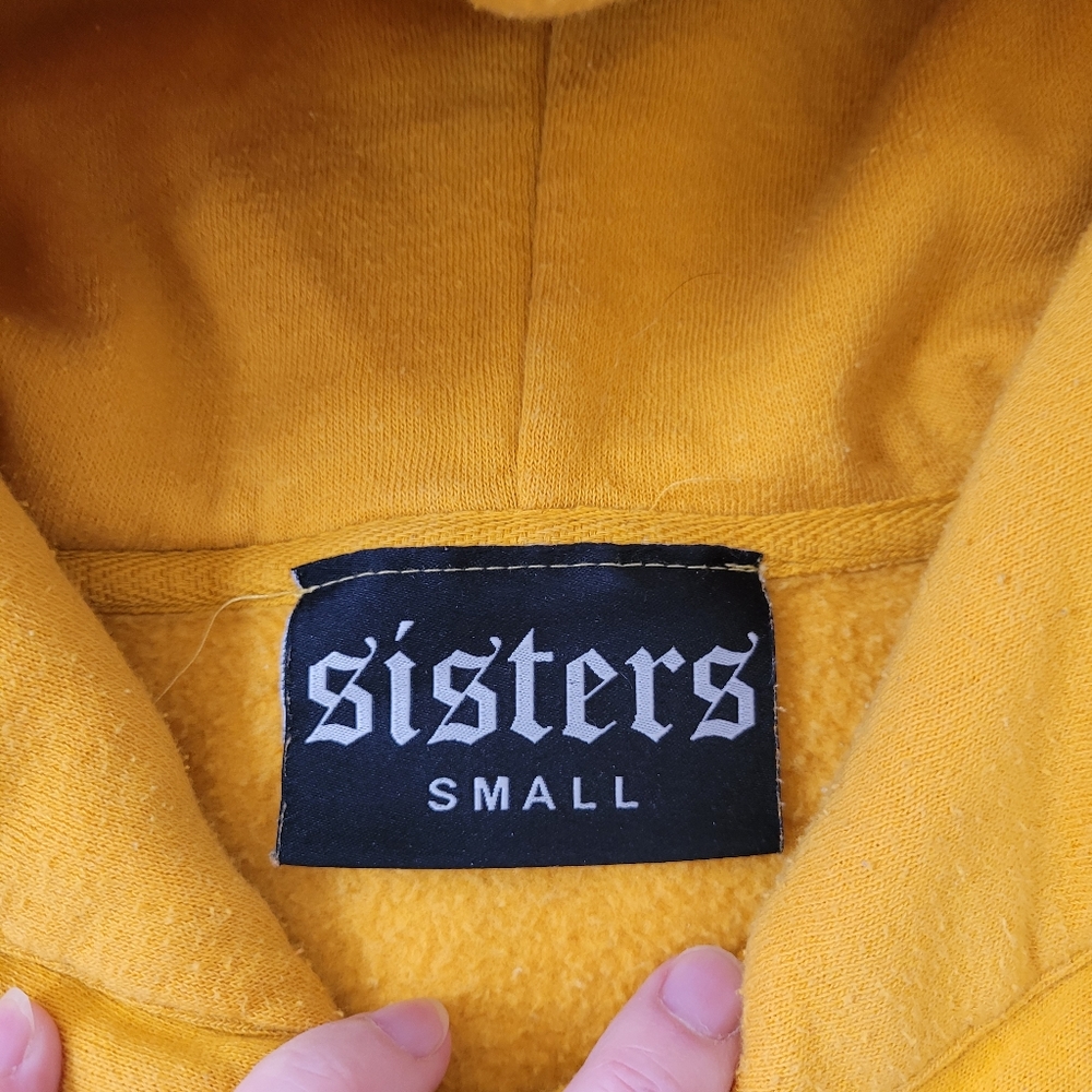 Sisters hoodie hooded unisex yellow hoodie hooded,100% Cotton,Made in USA,Size S - Picture 7 of 7